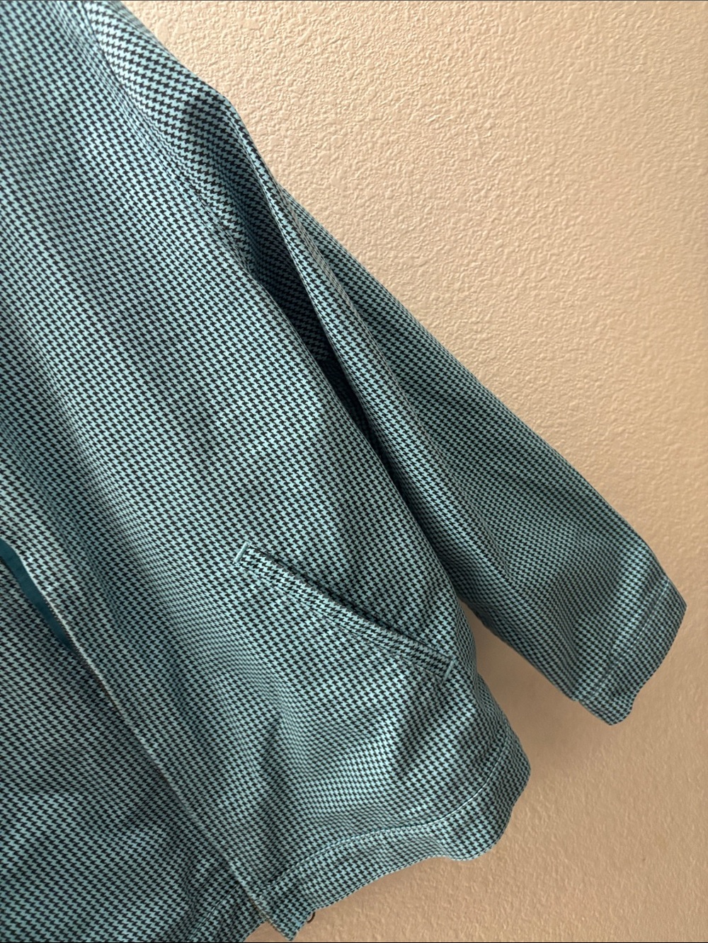 Lightweight Blue Micro-Check Zip Bomber Jacket - Picture 4 of 4